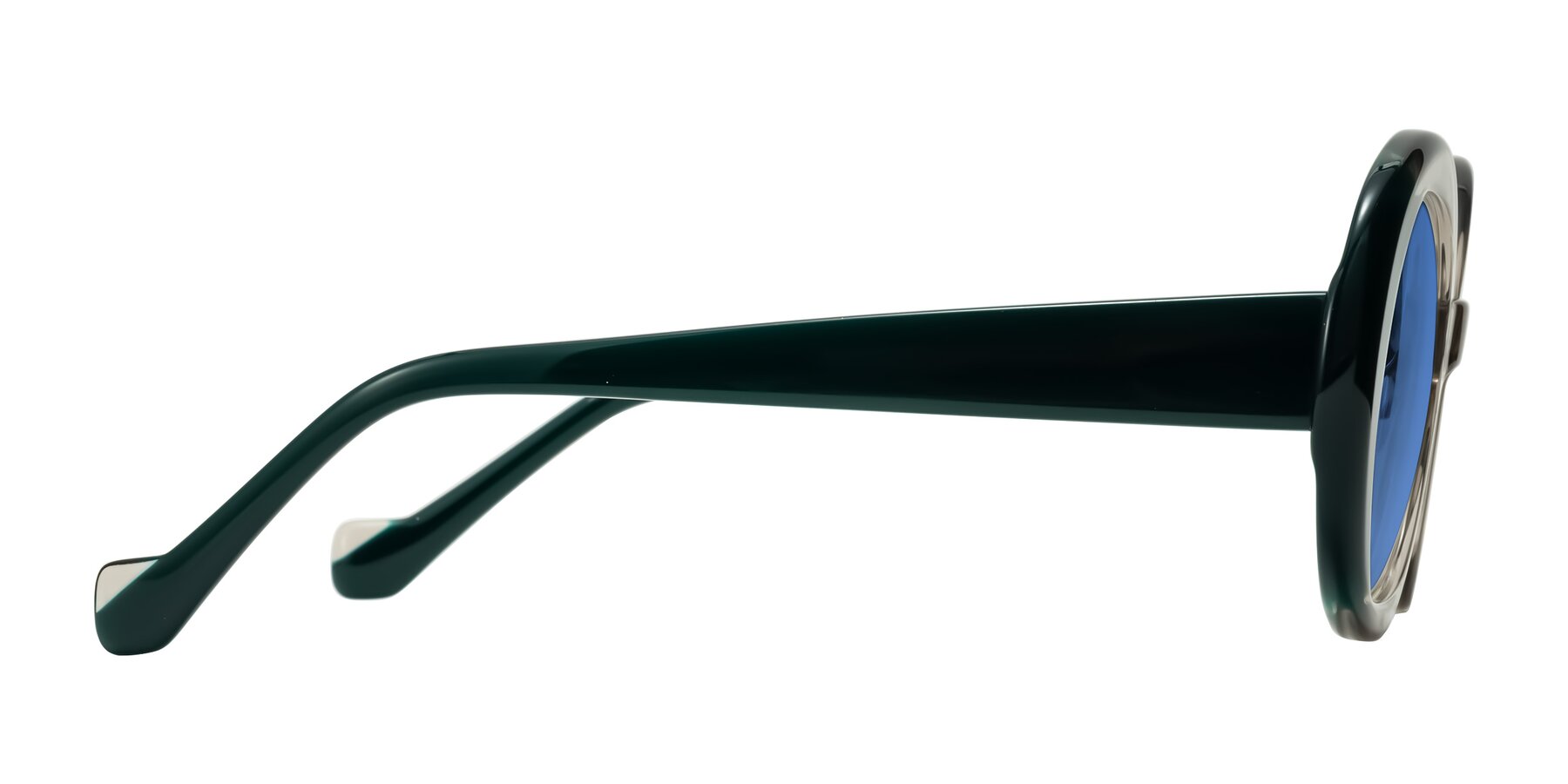 Side of Rao in Gray/Dark Green with Blue Tinted Lenses