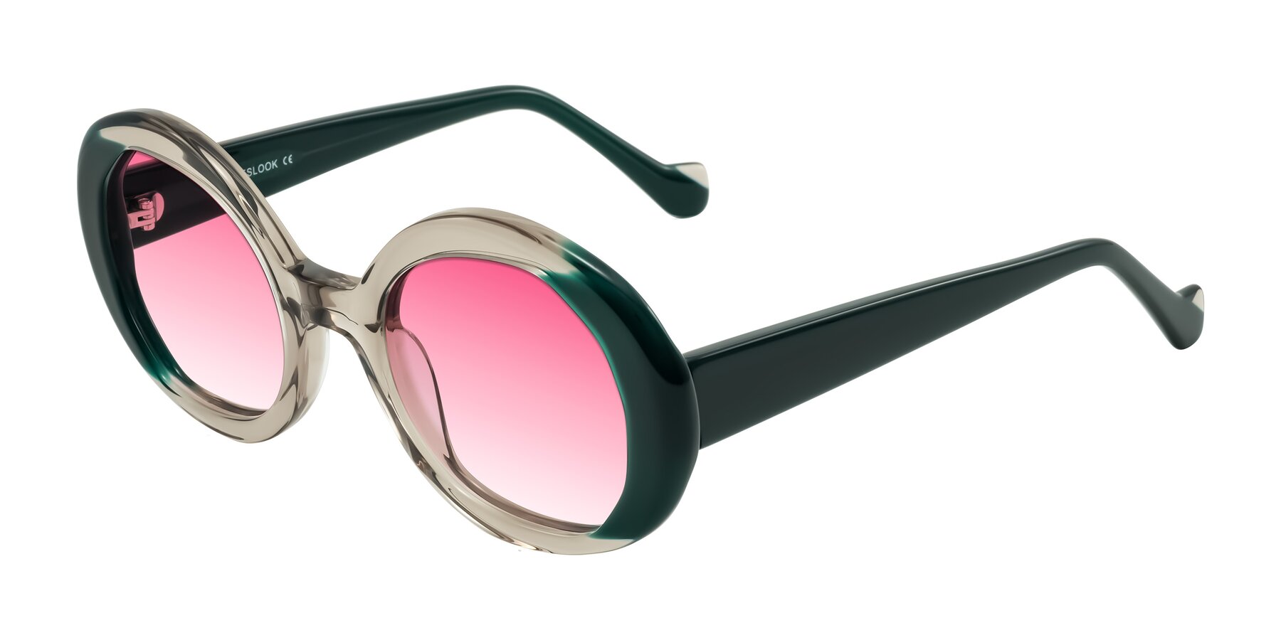 Angle of Rao in Gray/Dark Green with Pink Gradient Lenses