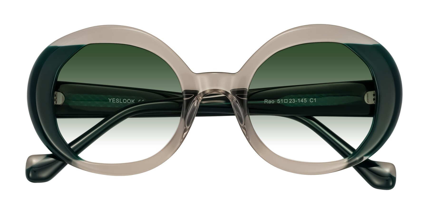 Folded Front of Rao in Gray/Dark Green with Green Gradient Lenses
