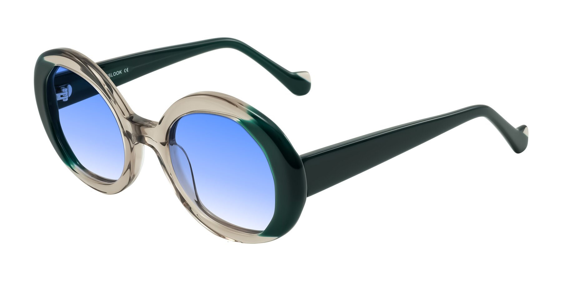 Angle of Rao in Gray/Dark Green with Blue Gradient Lenses
