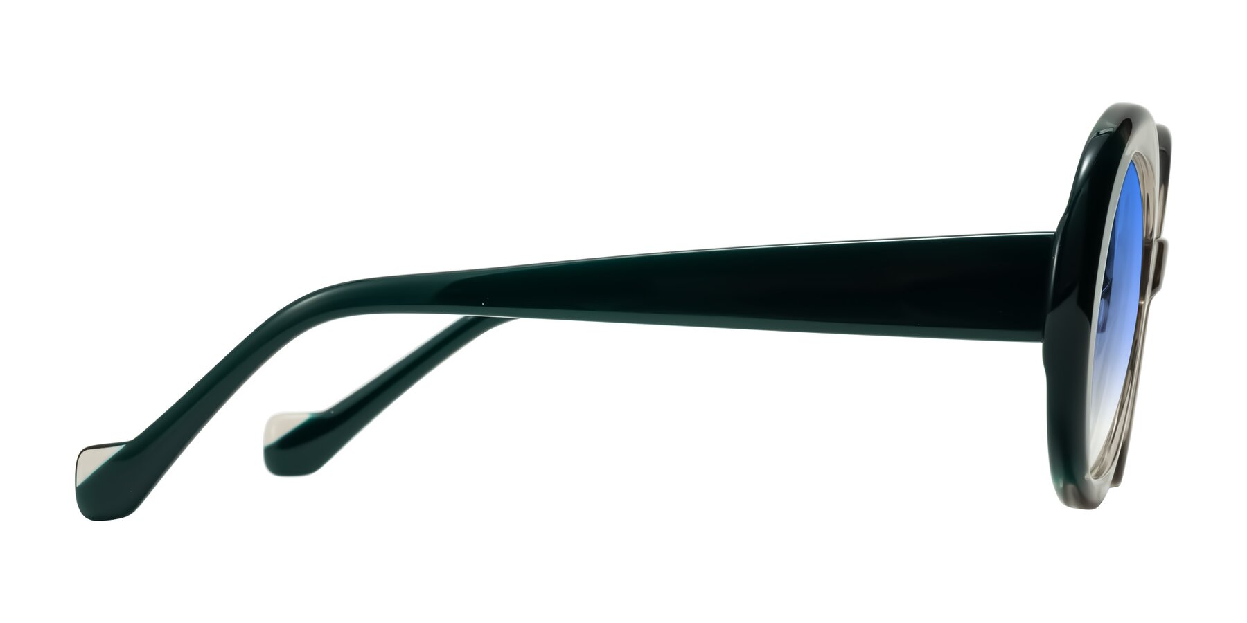 Side of Rao in Gray/Dark Green with Blue Gradient Lenses