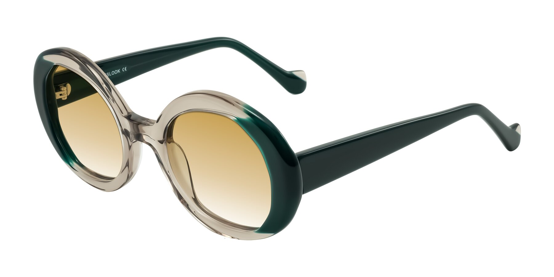 Angle of Rao in Gray/Dark Green with Champagne Gradient Lenses