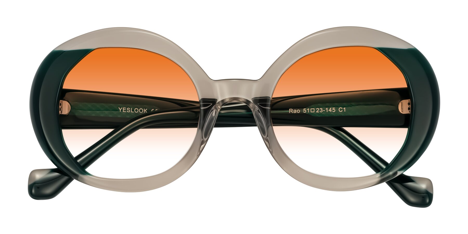 Folded Front of Rao in Gray/Dark Green with Orange Gradient Lenses