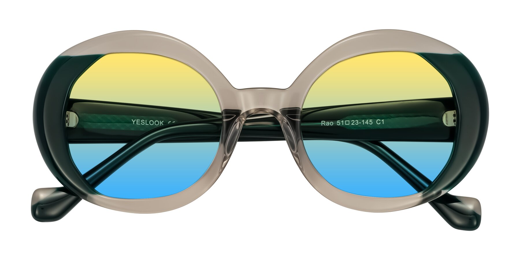 Folded Front of Rao in Gray/Dark Green with Yellow / Blue Gradient Lenses