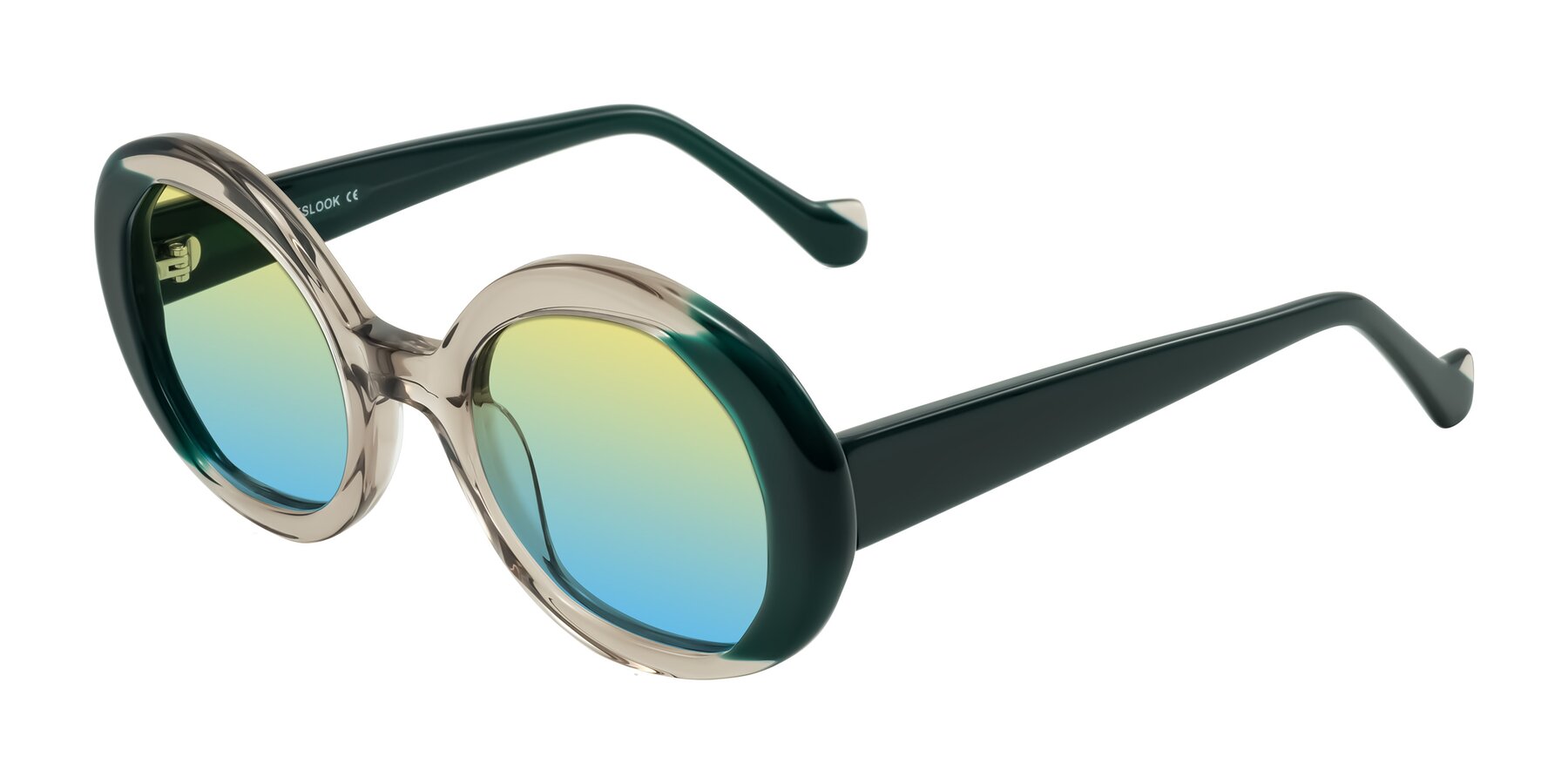 Angle of Rao in Gray/Dark Green with Yellow / Blue Gradient Lenses