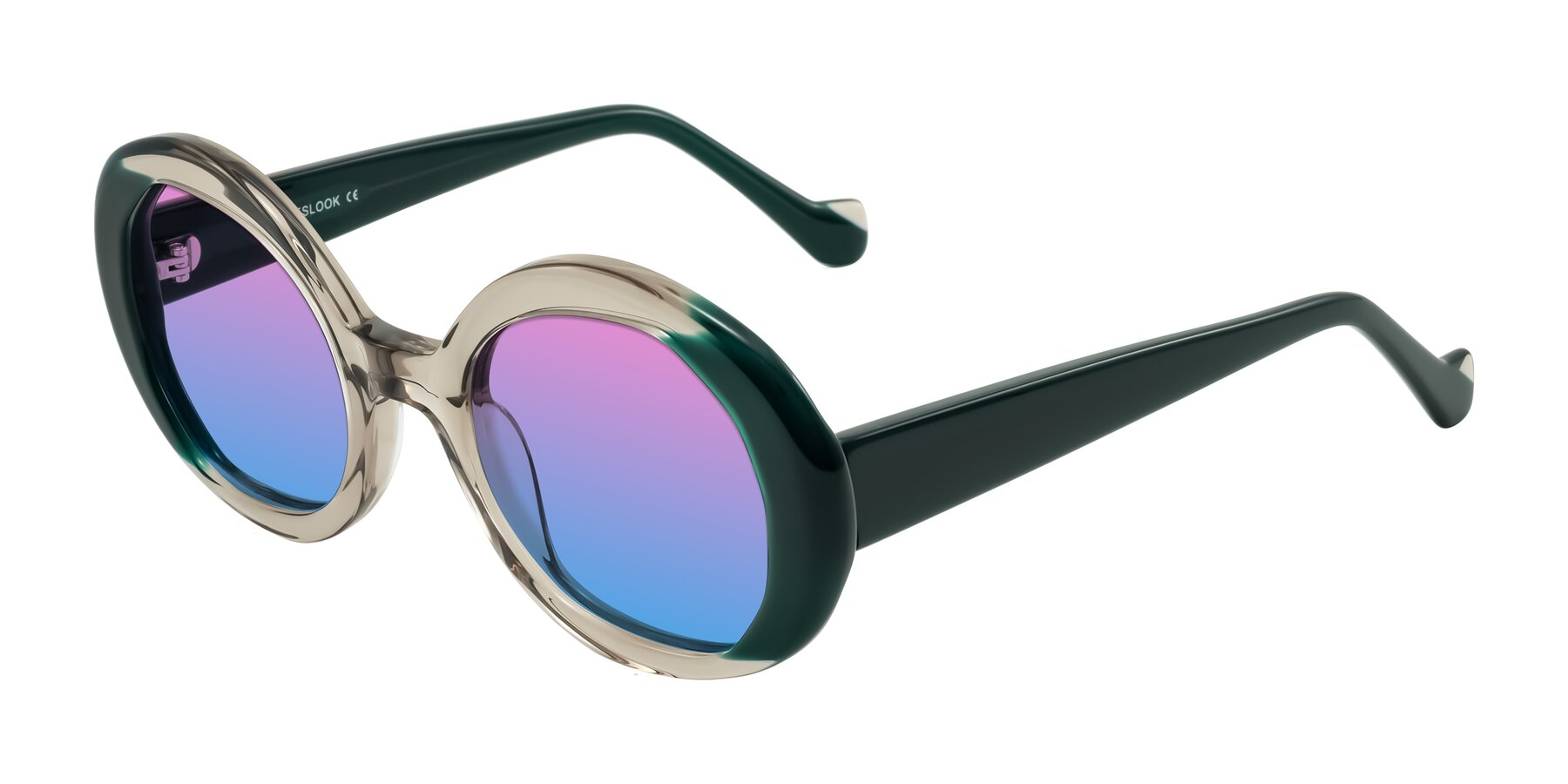 Angle of Rao in Gray/Dark Green with Pink / Blue Gradient Lenses