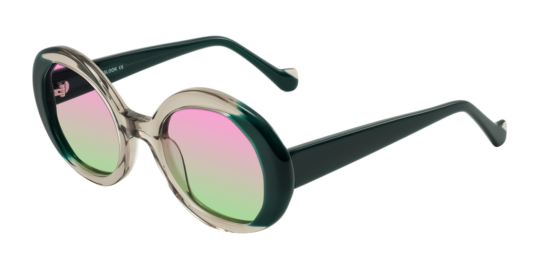 Angle of Rao in Gray/Dark Green with Pink / Green Gradient Lenses