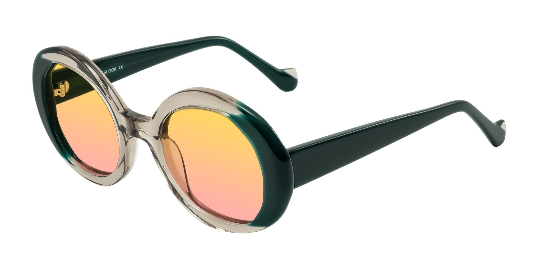Angle of Rao in Gray/Dark Green with Yellow / Pink Gradient Lenses