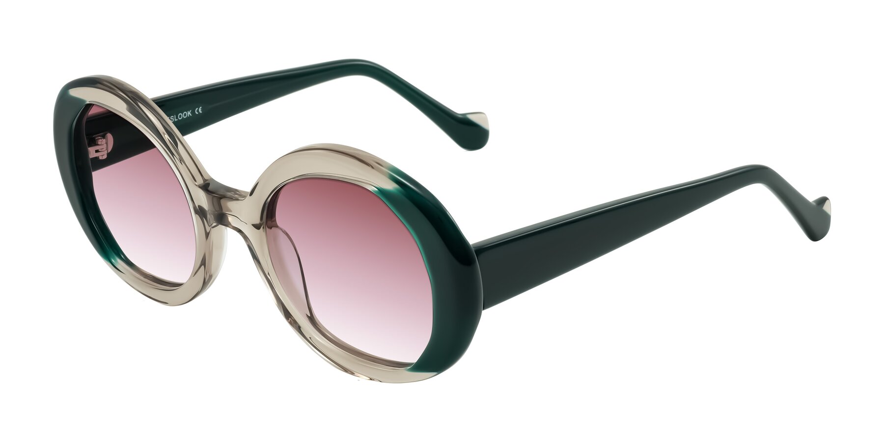 Angle of Rao in Gray/Dark Green with Garnet Gradient Lenses
