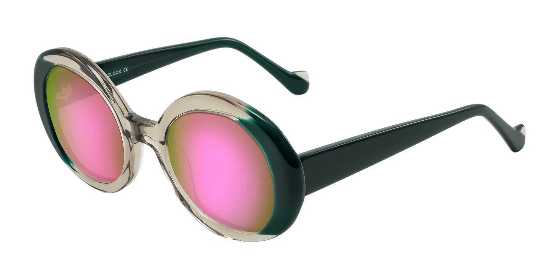Angle of Rao in Gray/Dark Green with Pink Mirrored Lenses