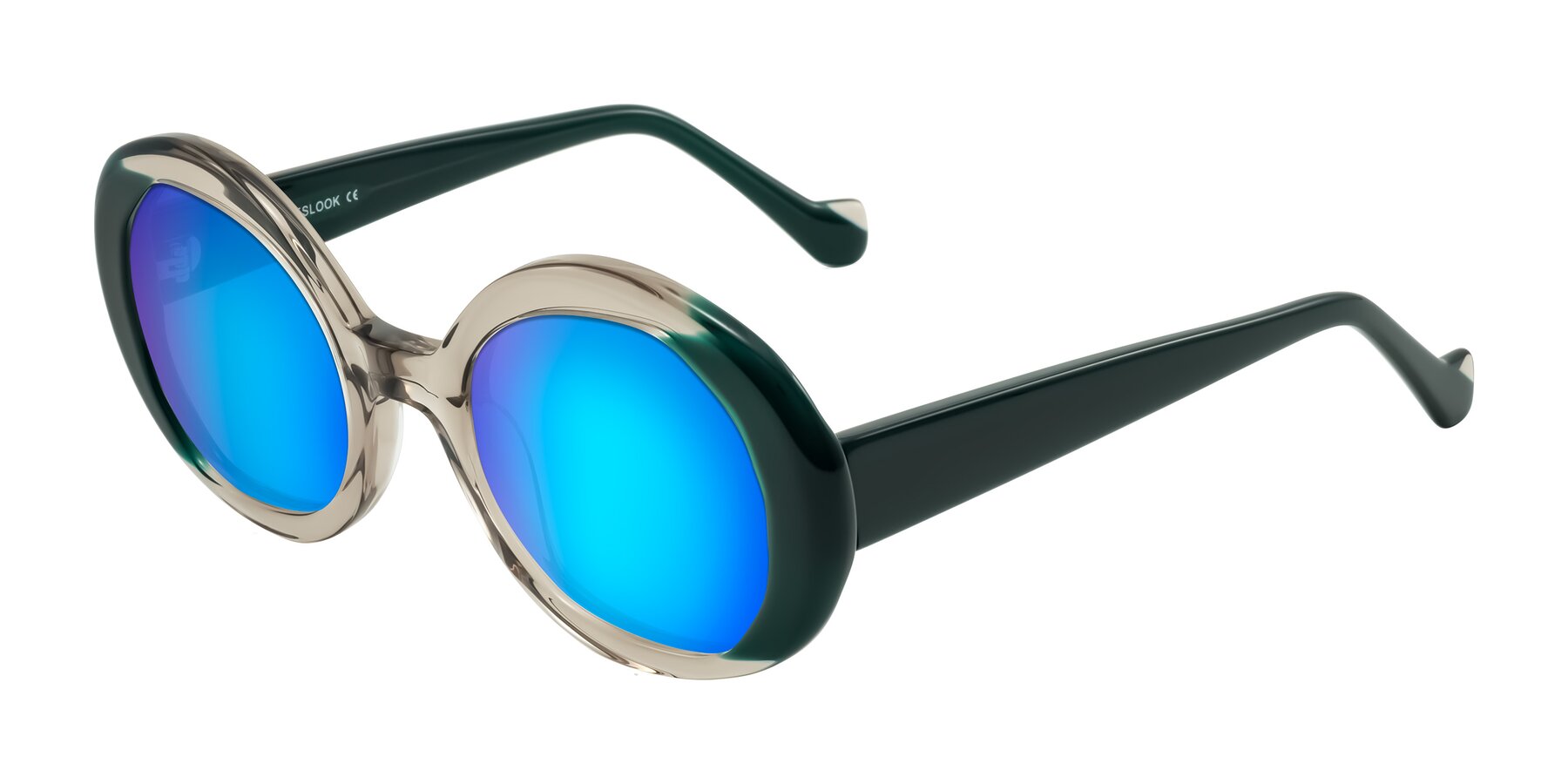 Angle of Rao in Gray/Dark Green with Blue Mirrored Lenses