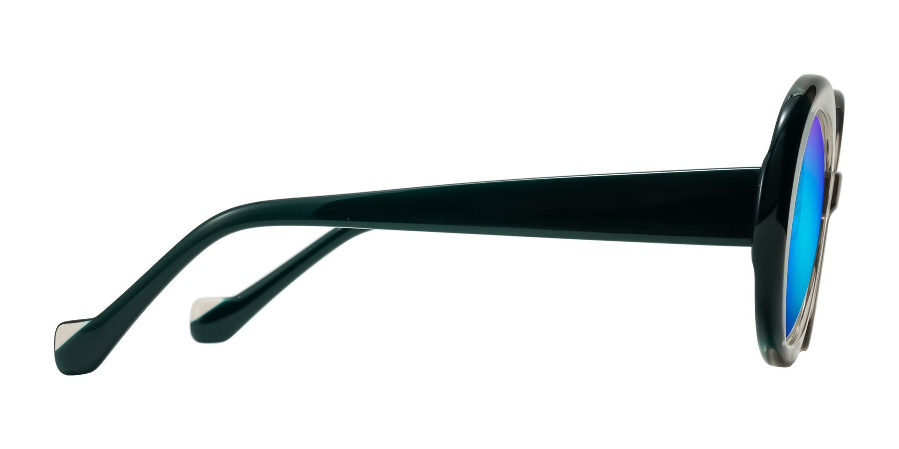 Side of Rao in Gray/Dark Green with Blue Mirrored Lenses