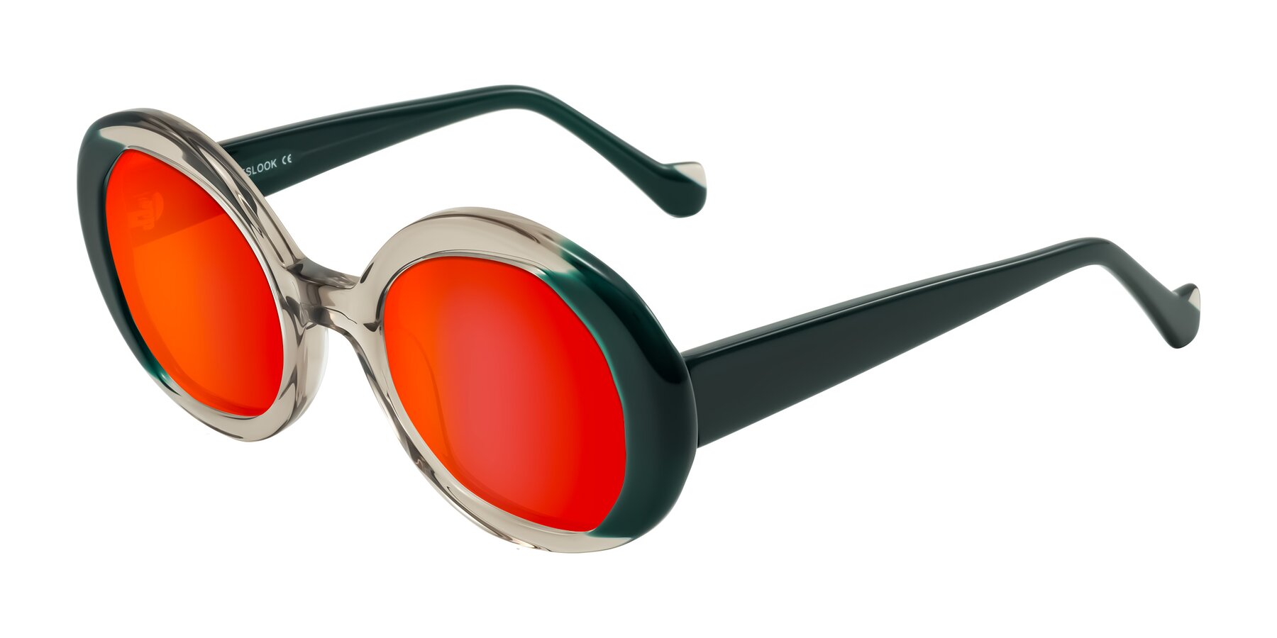 Angle of Rao in Gray/Dark Green with Red Gold Mirrored Lenses
