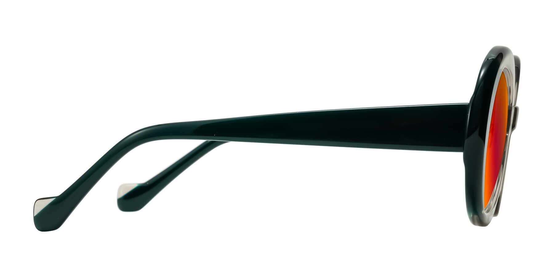 Side of Rao in Gray/Dark Green with Red Gold Mirrored Lenses