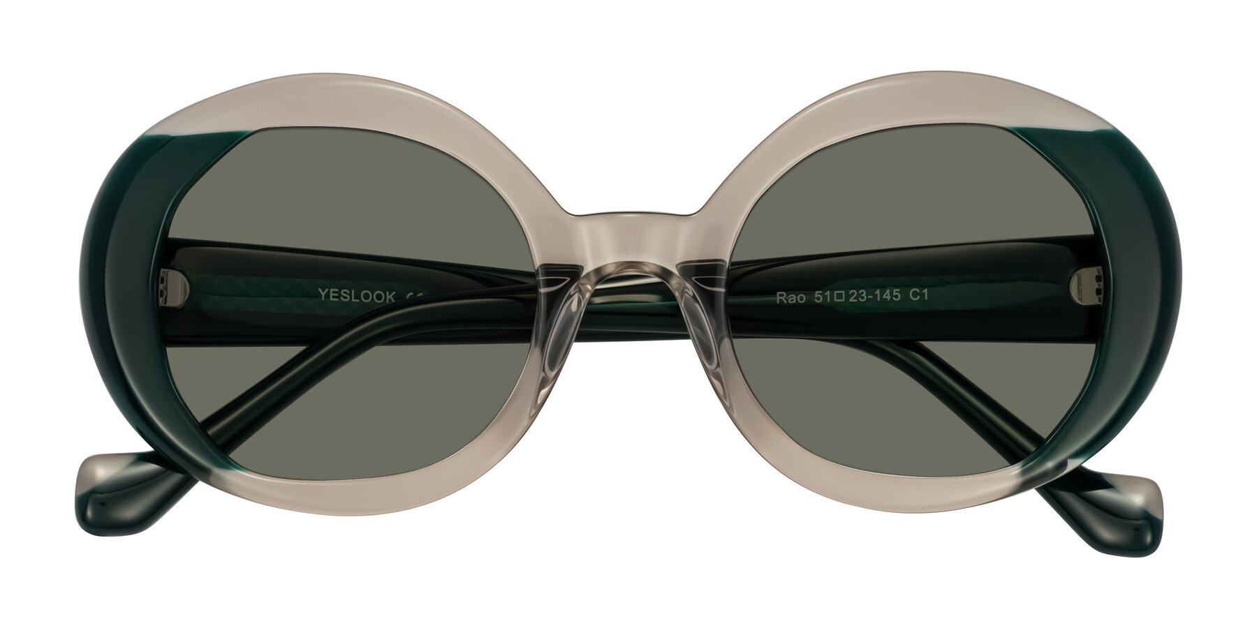 Folded Front of Rao in Gray/Dark Green with Gray Polarized Lenses