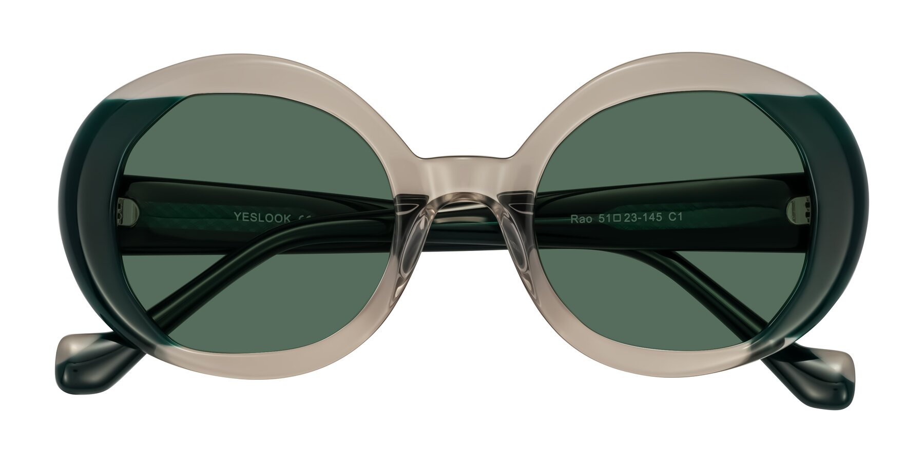Folded Front of Rao in Gray/Dark Green with Green Polarized Lenses