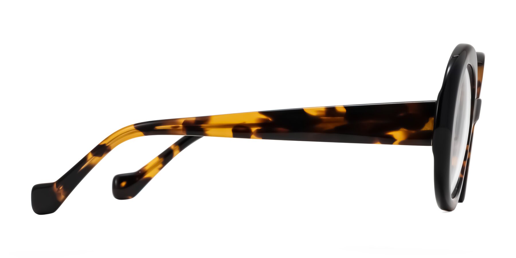 Side of Rao in Tortoise/Black with Clear Eyeglass Lenses