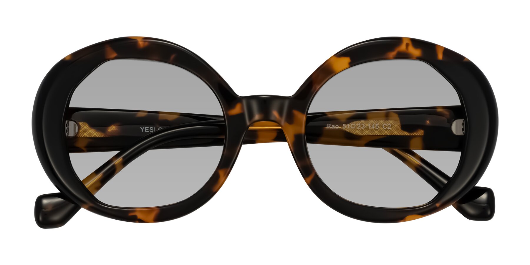 Folded Front of Rao in Tortoise/Black with Light Gray Tinted Lenses