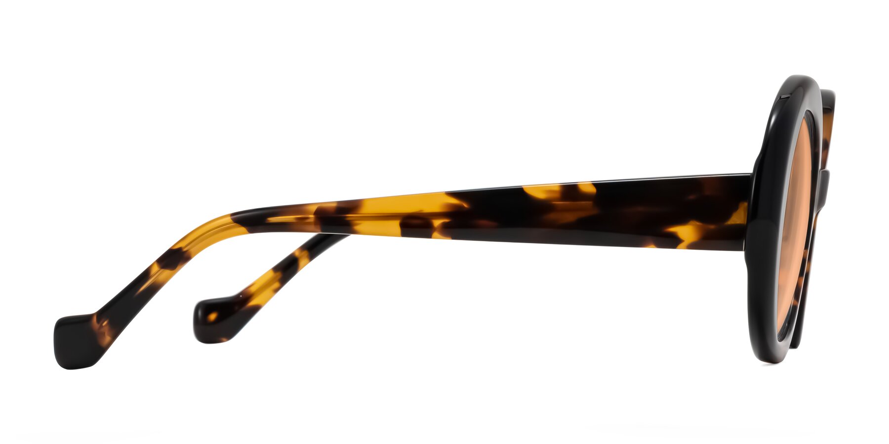 Side of Rao in Tortoise/Black with Light Orange Tinted Lenses