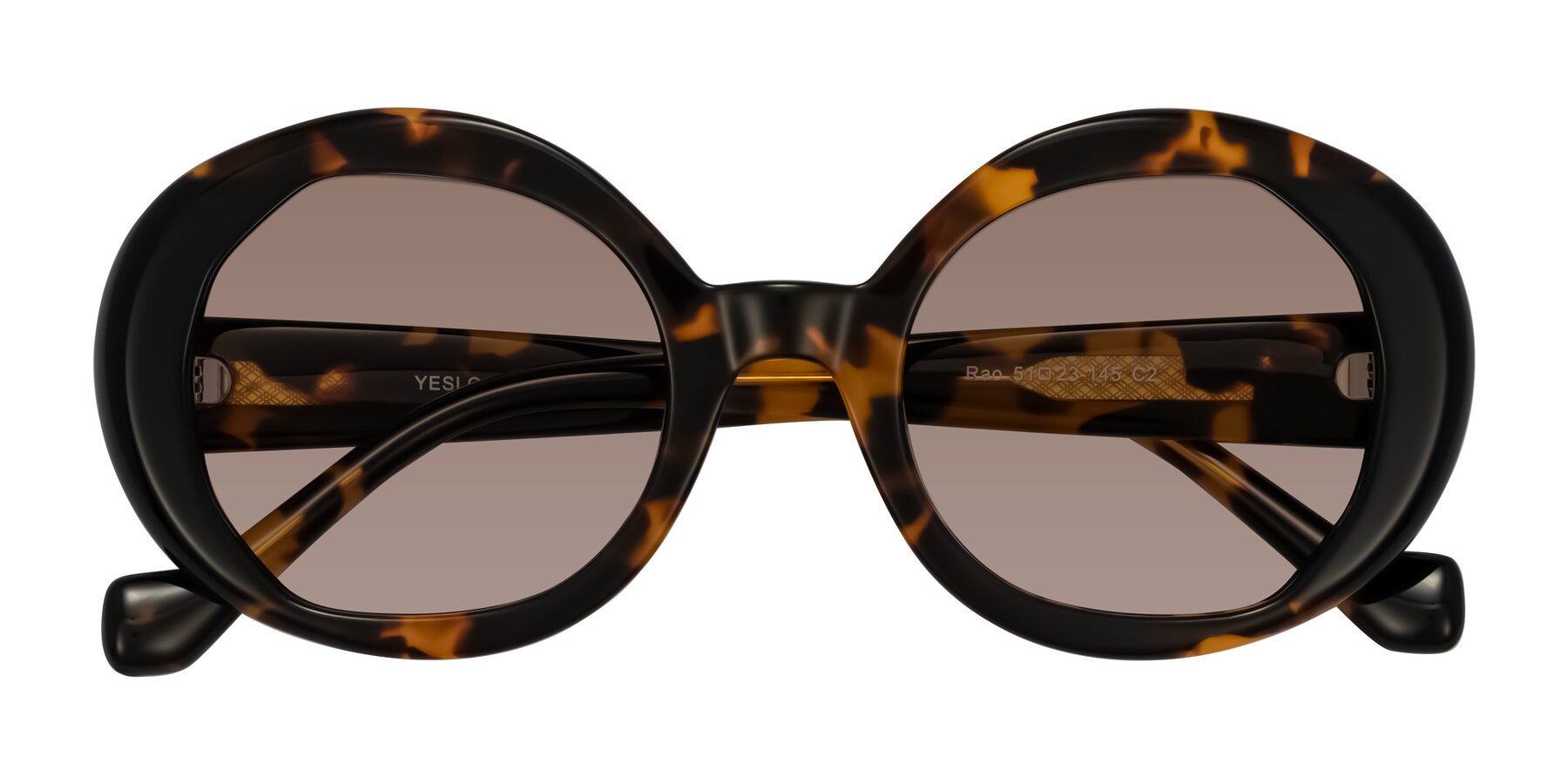 Folded Front of Rao in Tortoise/Black with Medium Brown Tinted Lenses