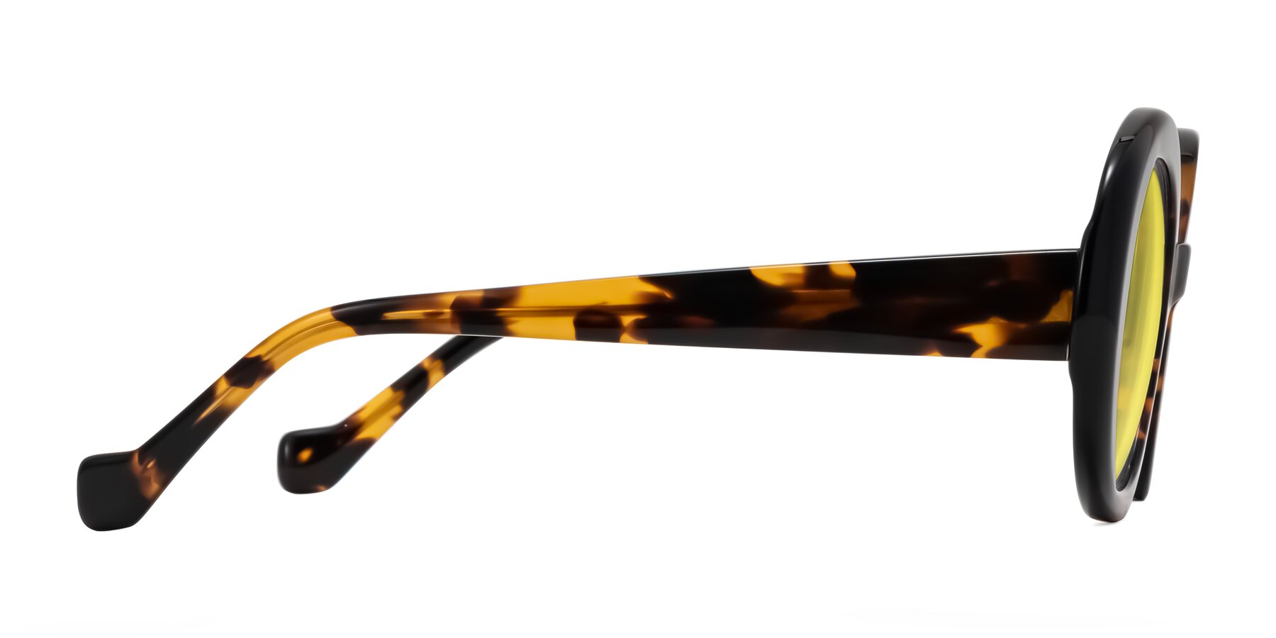 Side of Rao in Tortoise/Black with Medium Yellow Tinted Lenses