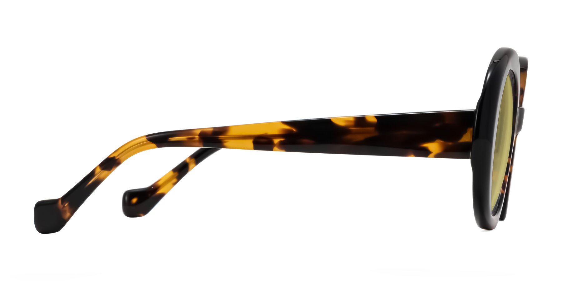 Side of Rao in Tortoise/Black with Medium Champagne Tinted Lenses