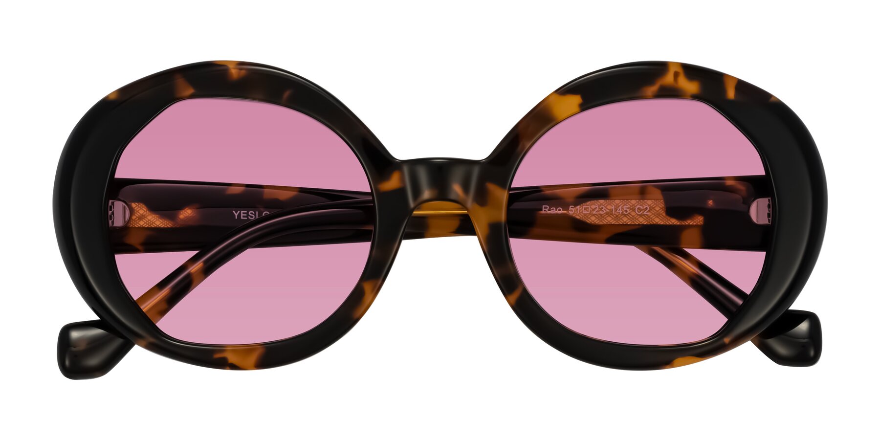 Folded Front of Rao in Tortoise/Black with Medium Wine Tinted Lenses