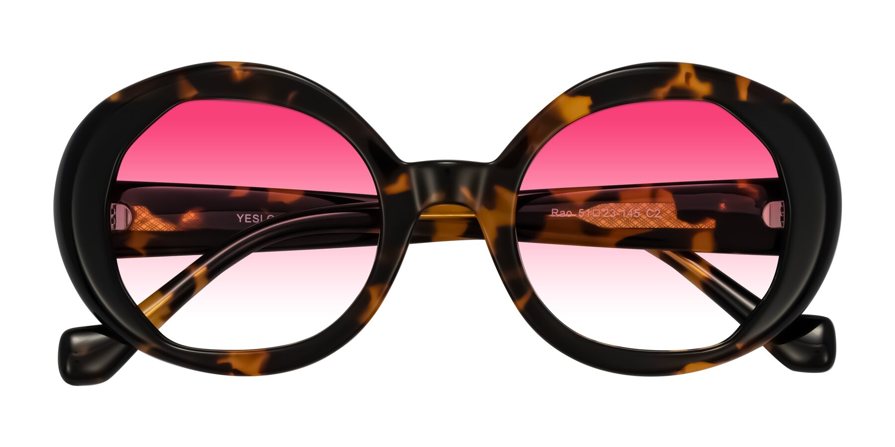 Folded Front of Rao in Tortoise/Black with Pink Gradient Lenses