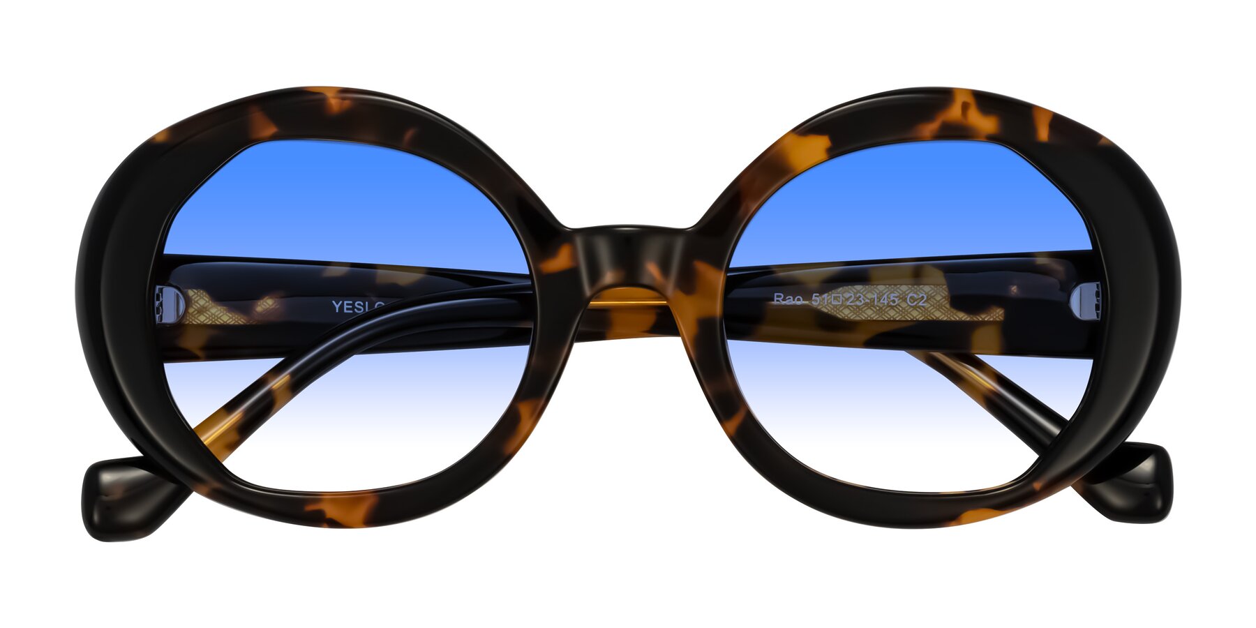 Folded Front of Rao in Tortoise/Black with Blue Gradient Lenses