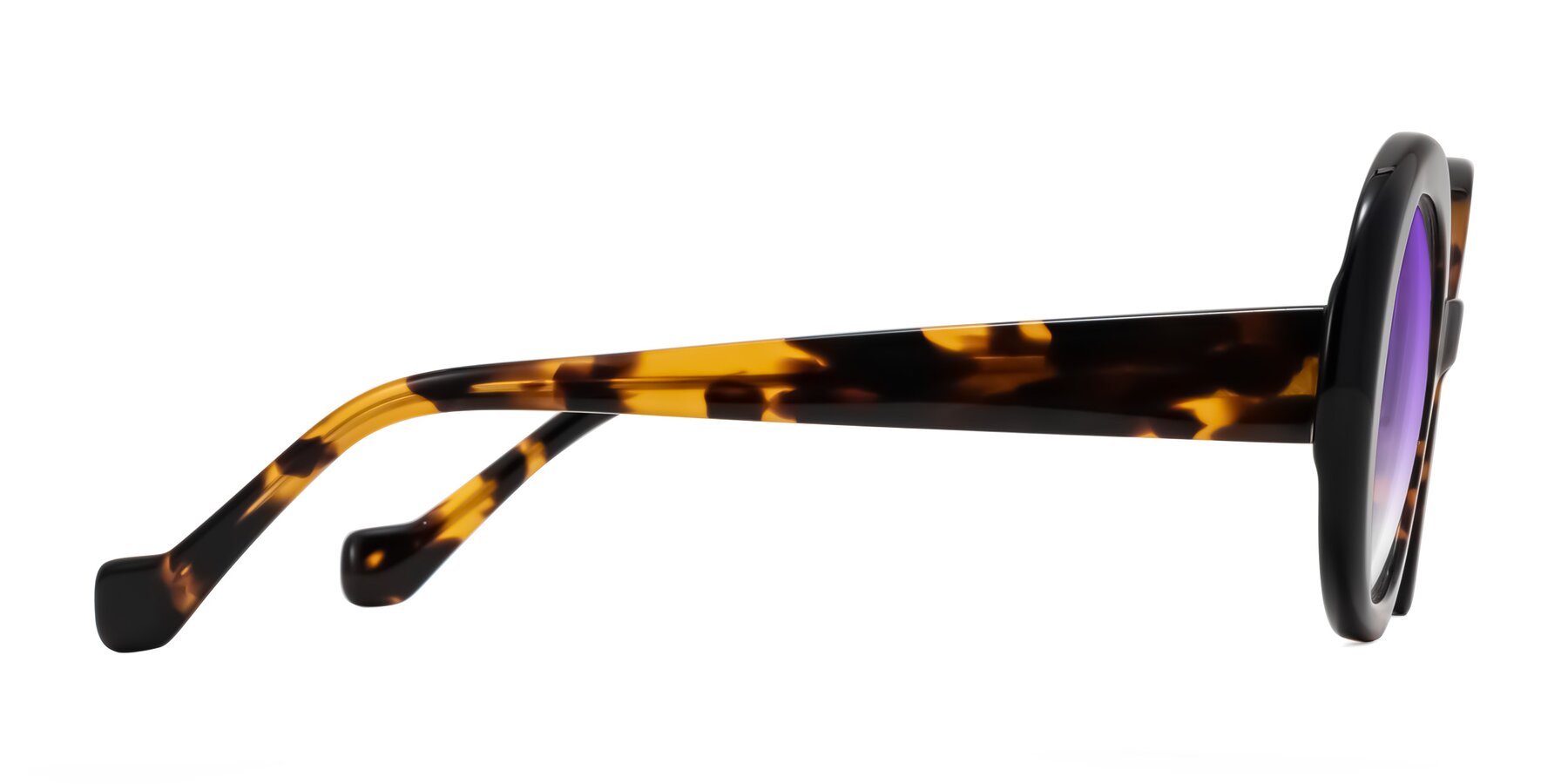 Side of Rao in Tortoise/Black with Purple Gradient Lenses