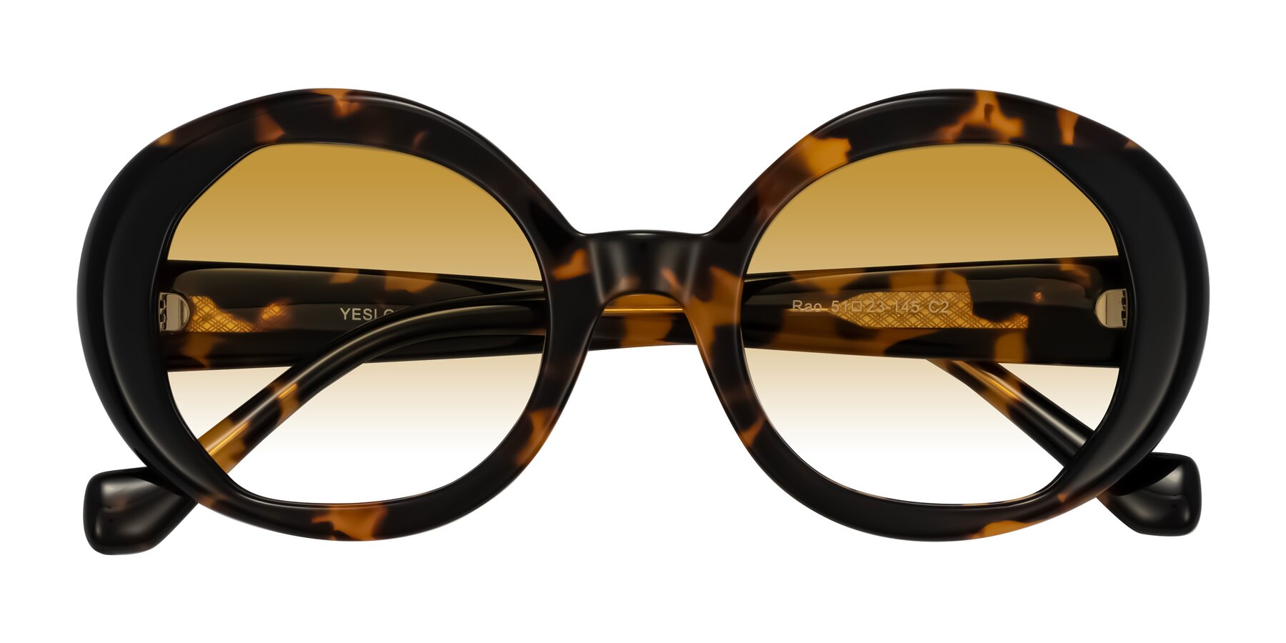 Folded Front of Rao in Tortoise/Black with Champagne Gradient Lenses
