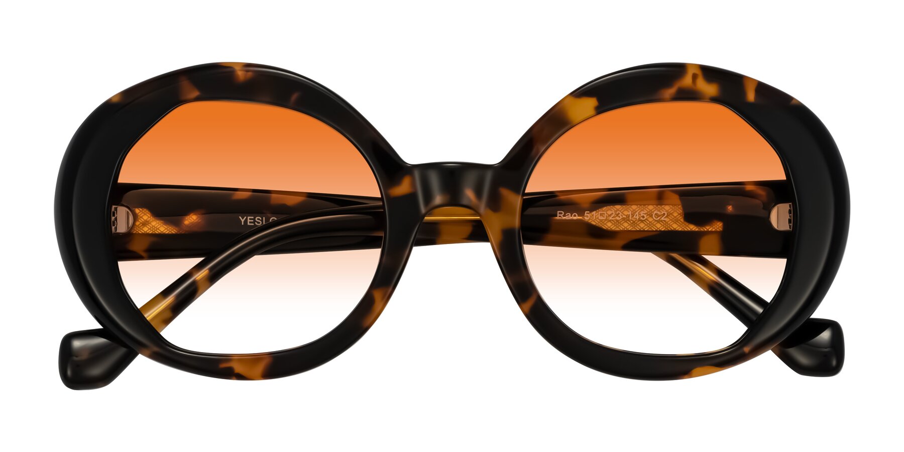 Folded Front of Rao in Tortoise/Black with Orange Gradient Lenses