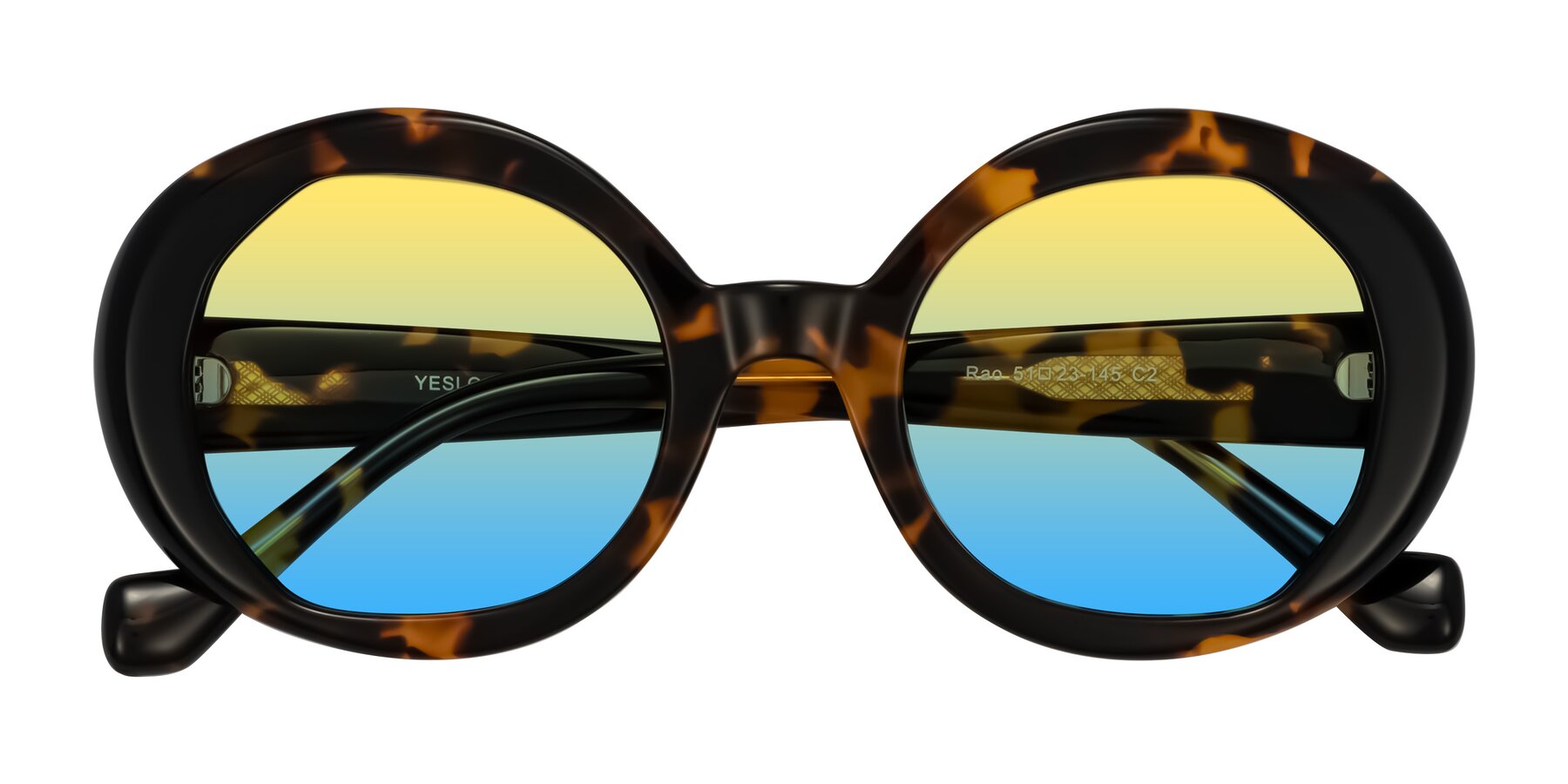 Folded Front of Rao in Tortoise/Black with Yellow / Blue Gradient Lenses