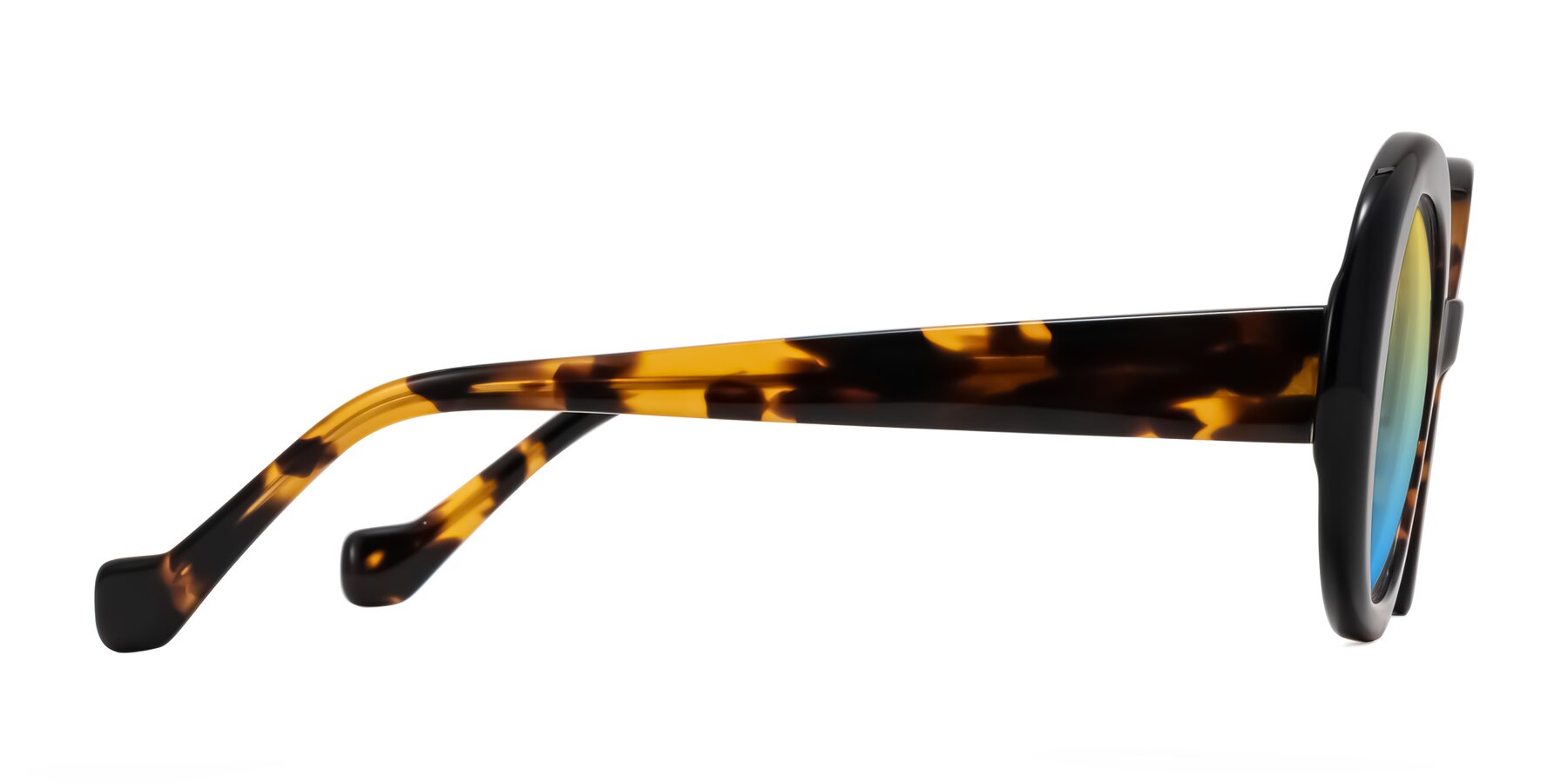 Side of Rao in Tortoise/Black with Yellow / Blue Gradient Lenses