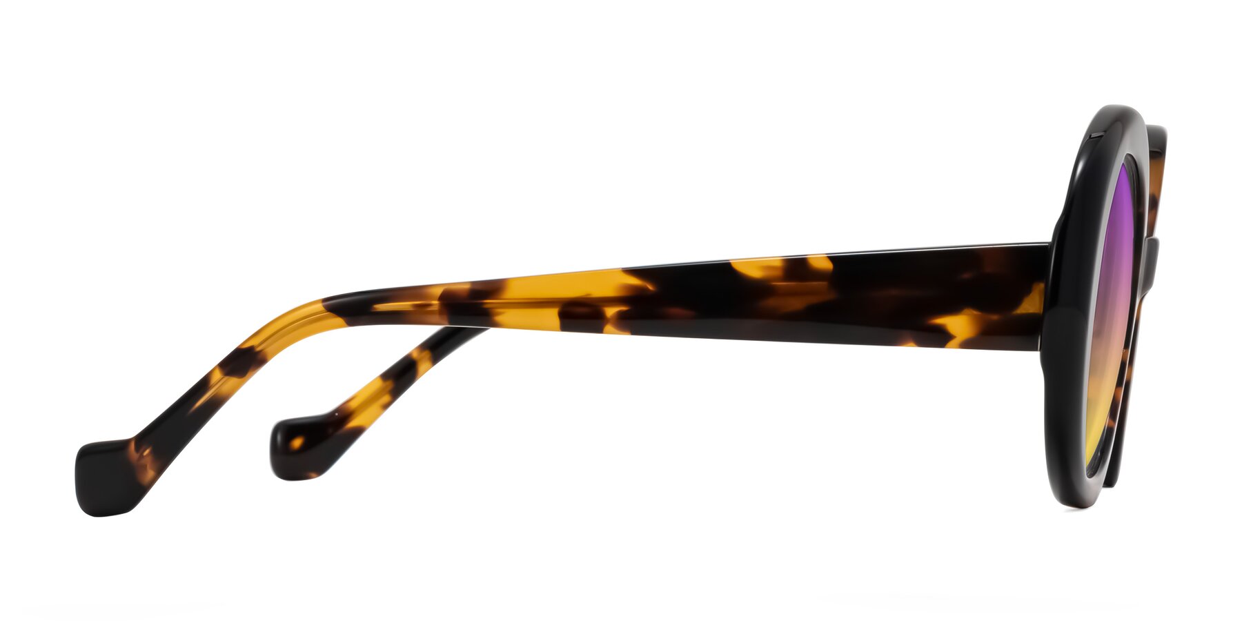Side of Rao in Tortoise/Black with Purple / Yellow Gradient Lenses