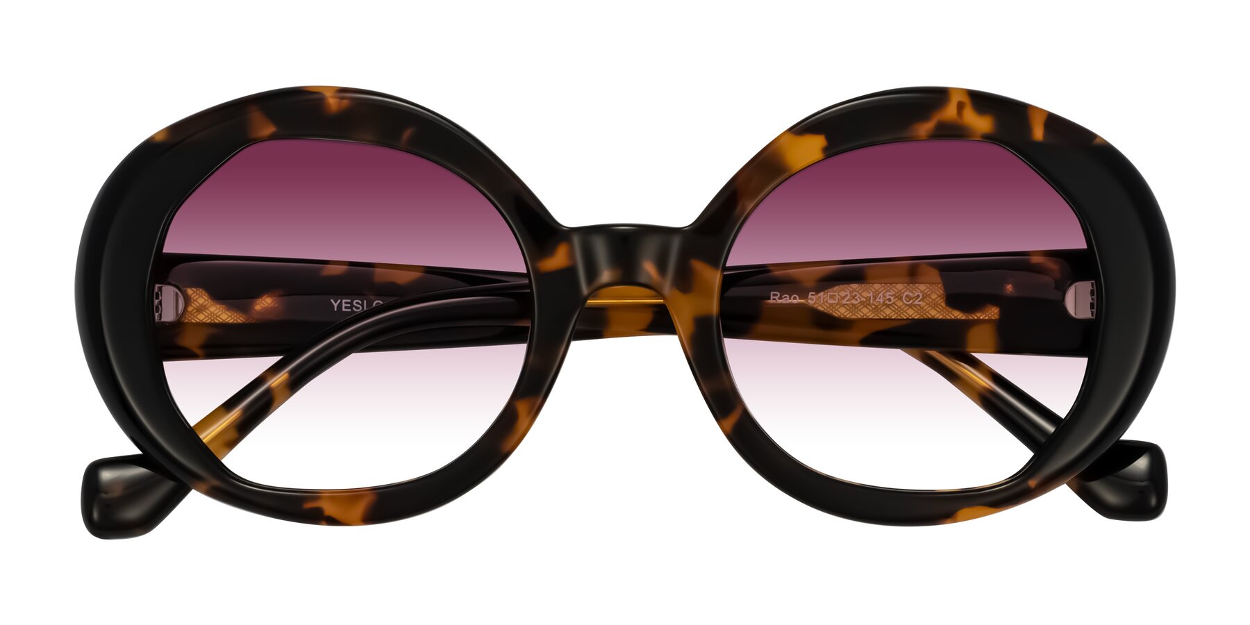 Folded Front of Rao in Tortoise/Black with Wine Gradient Lenses