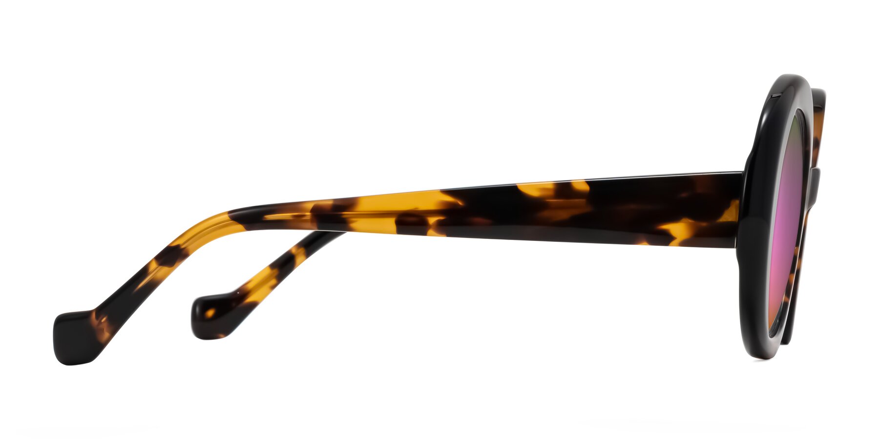 Side of Rao in Tortoise/Black with Pink Mirrored Lenses
