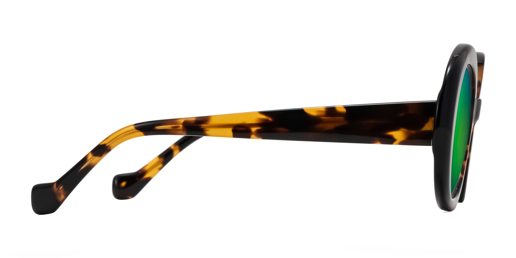 Side of Rao in Tortoise/Black with Green Mirrored Lenses