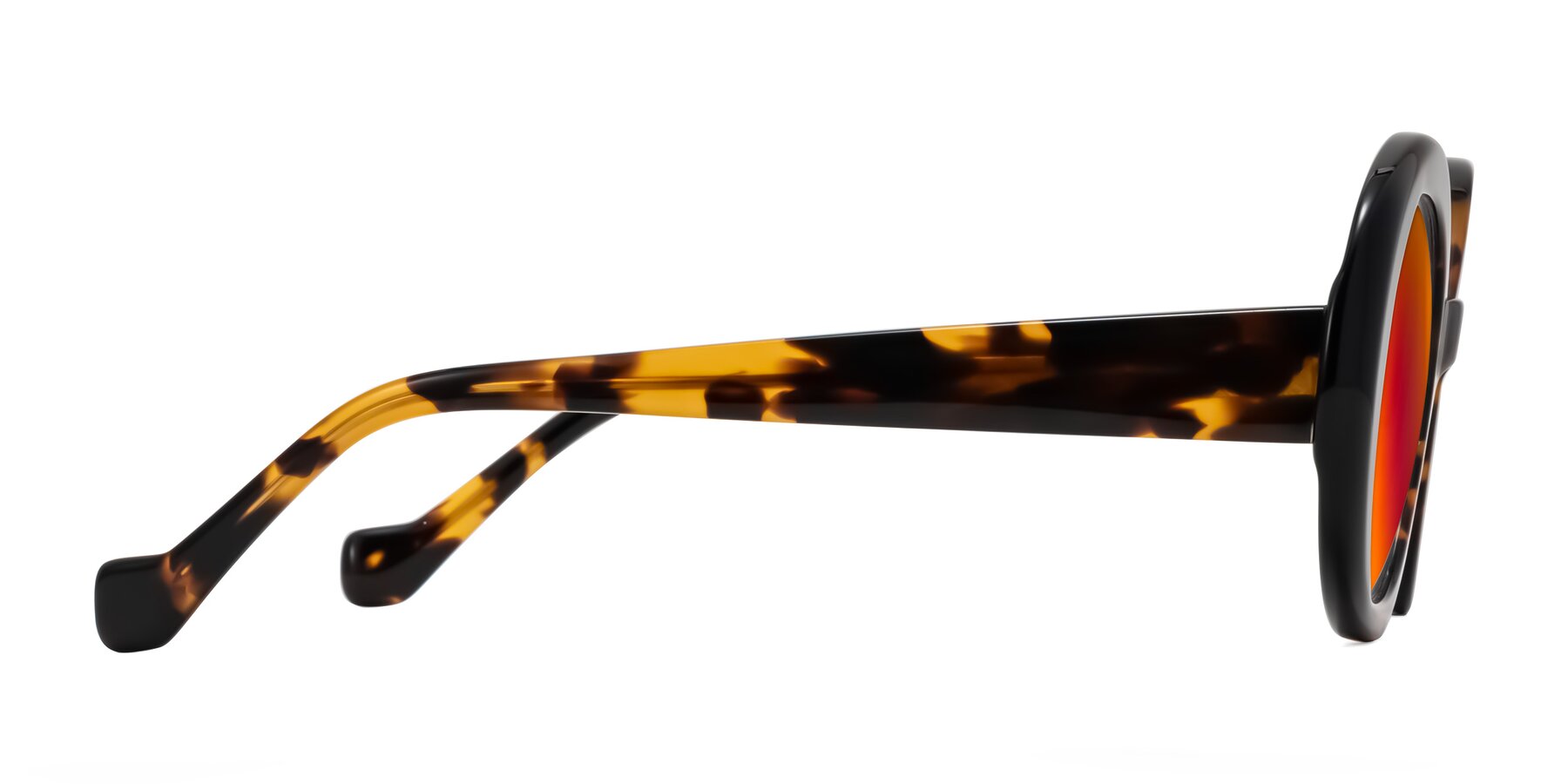 Side of Rao in Tortoise/Black with Red Gold Mirrored Lenses
