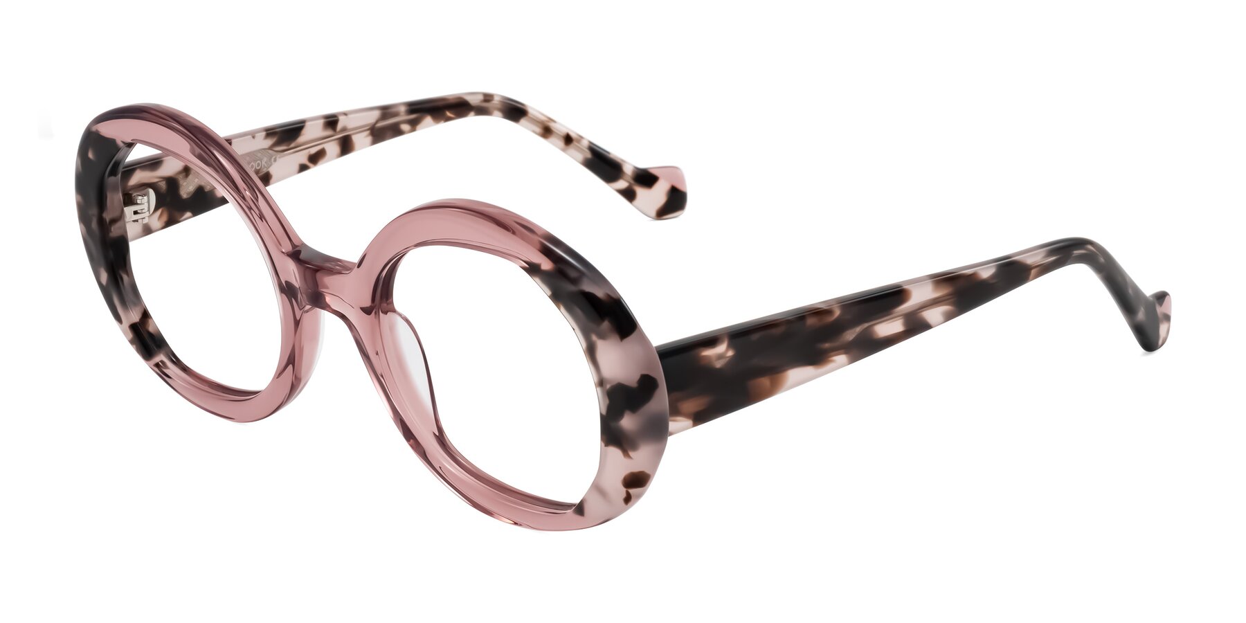 Angle of Rao in Pink/Ivory Tortoise with Clear Eyeglass Lenses