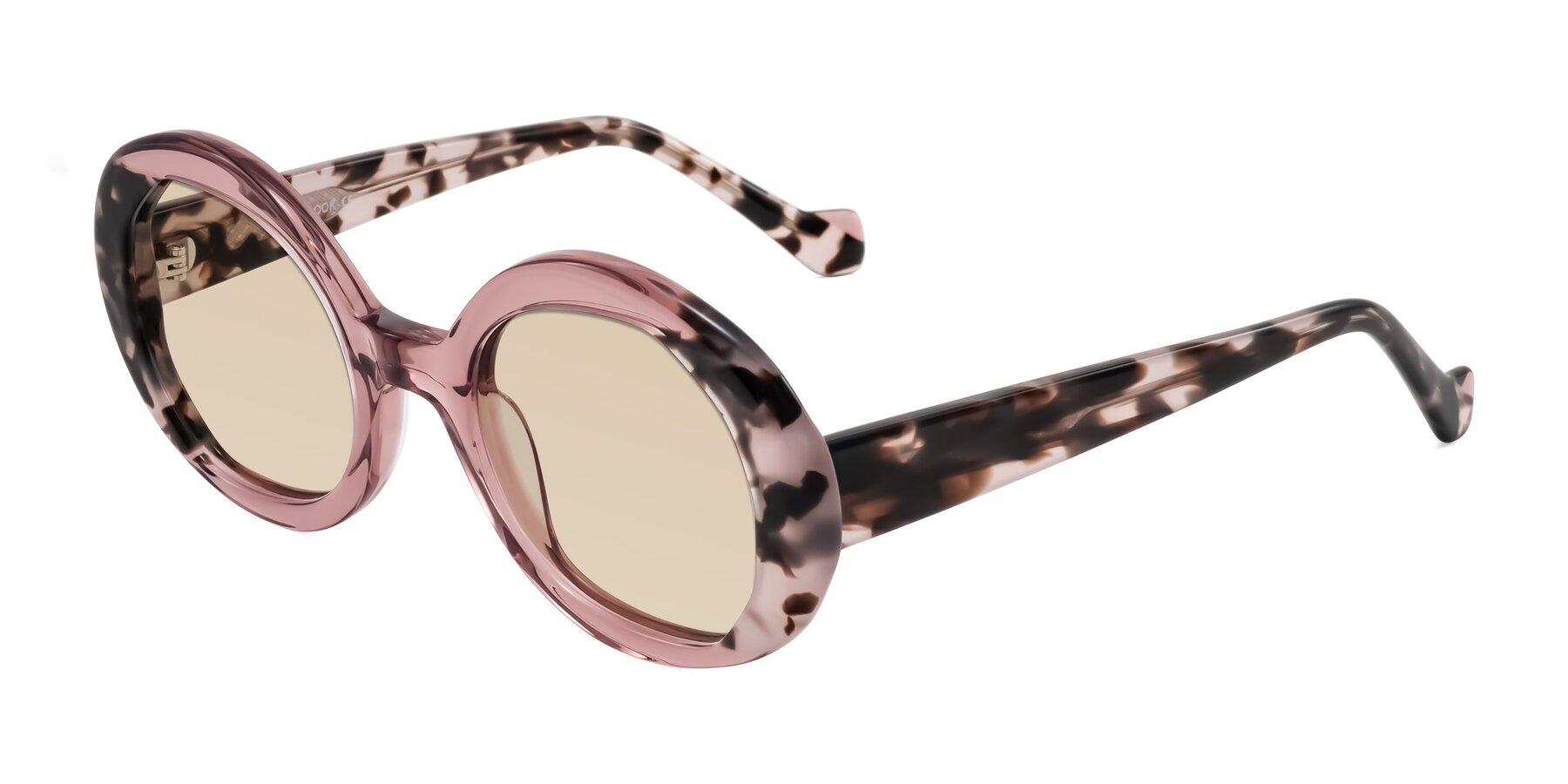 Angle of Rao in Pink/Ivory Tortoise with Light Brown Tinted Lenses