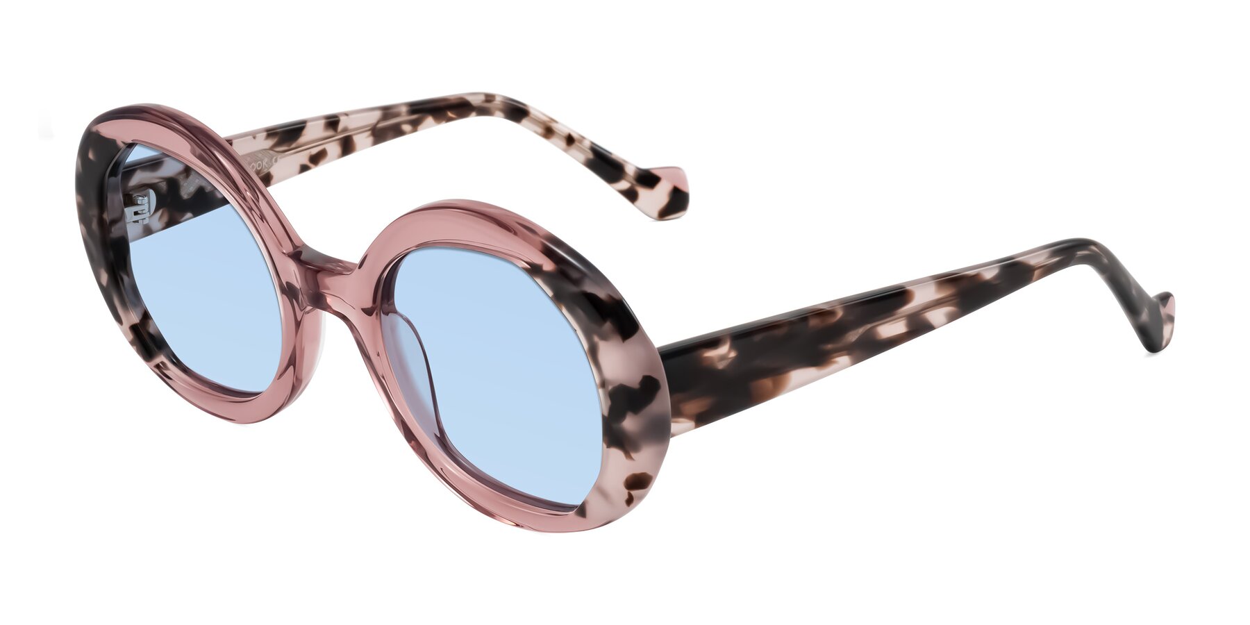 Angle of Rao in Pink/Ivory Tortoise with Light Blue Tinted Lenses