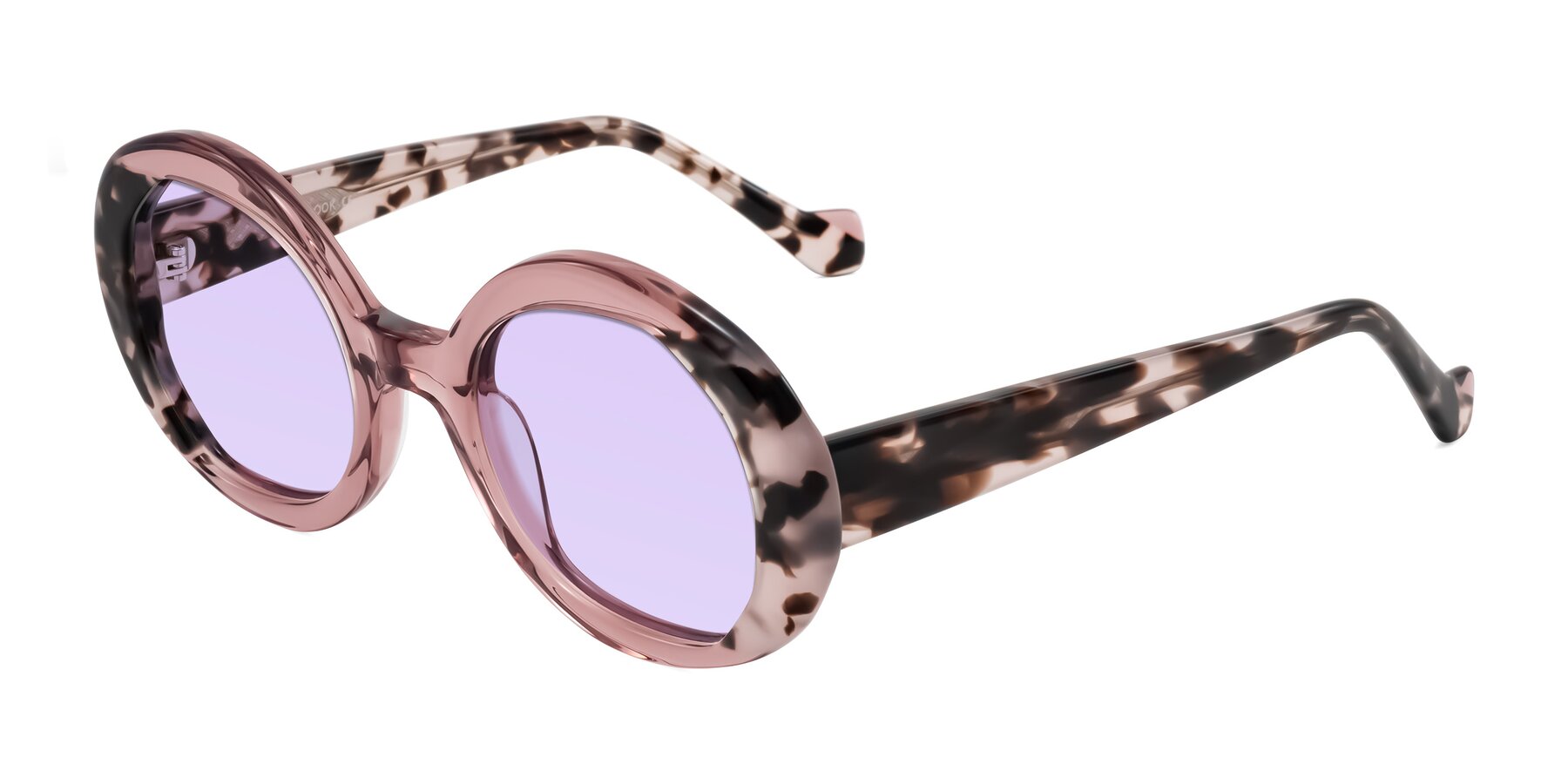 Angle of Rao in Pink/Ivory Tortoise with Light Purple Tinted Lenses