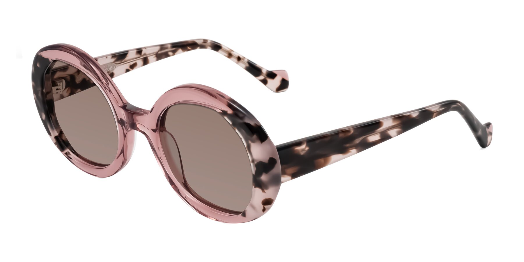 Angle of Rao in Pink/Ivory Tortoise with Medium Brown Tinted Lenses