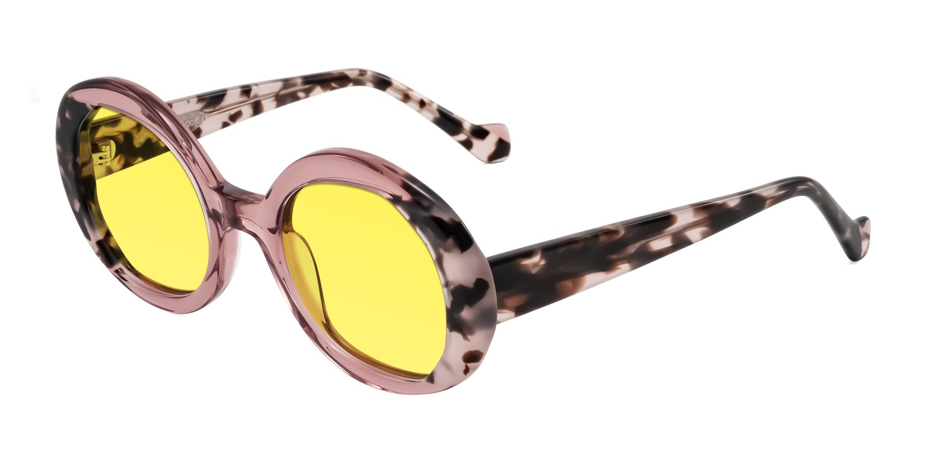 Angle of Rao in Pink/Ivory Tortoise with Medium Yellow Tinted Lenses