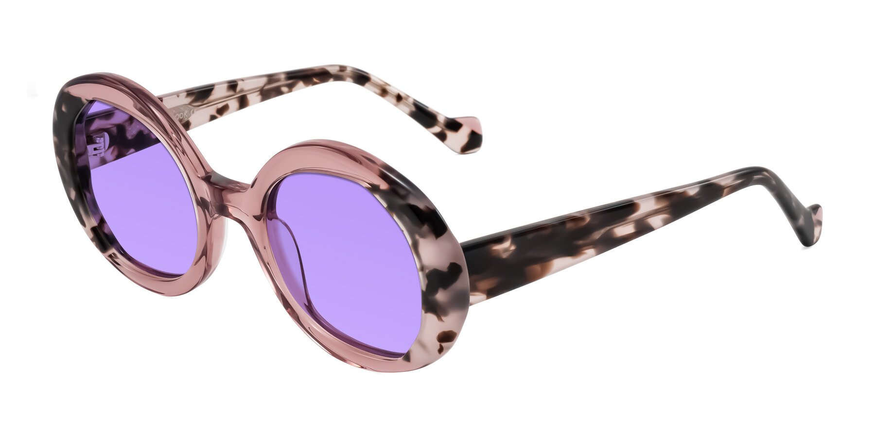 Angle of Rao in Pink/Ivory Tortoise with Medium Purple Tinted Lenses