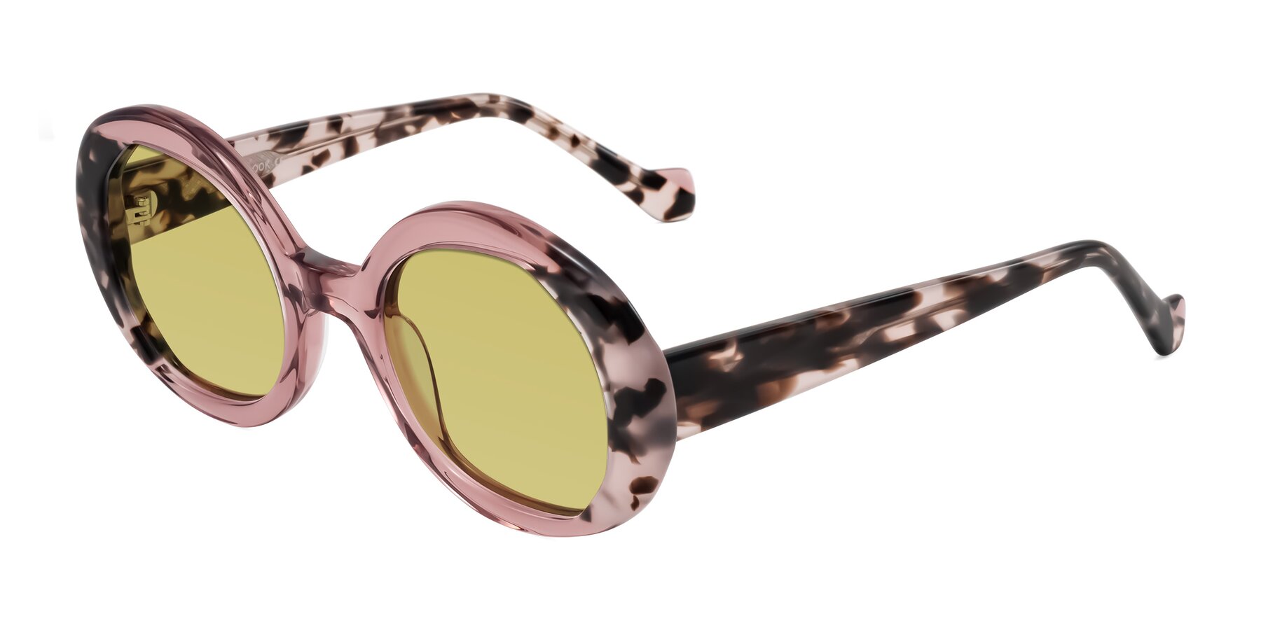 Angle of Rao in Pink/Ivory Tortoise with Medium Champagne Tinted Lenses