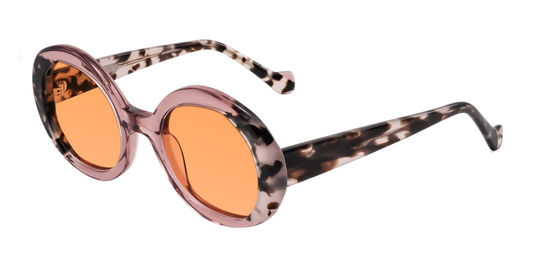 Angle of Rao in Pink/Ivory Tortoise with Medium Orange Tinted Lenses