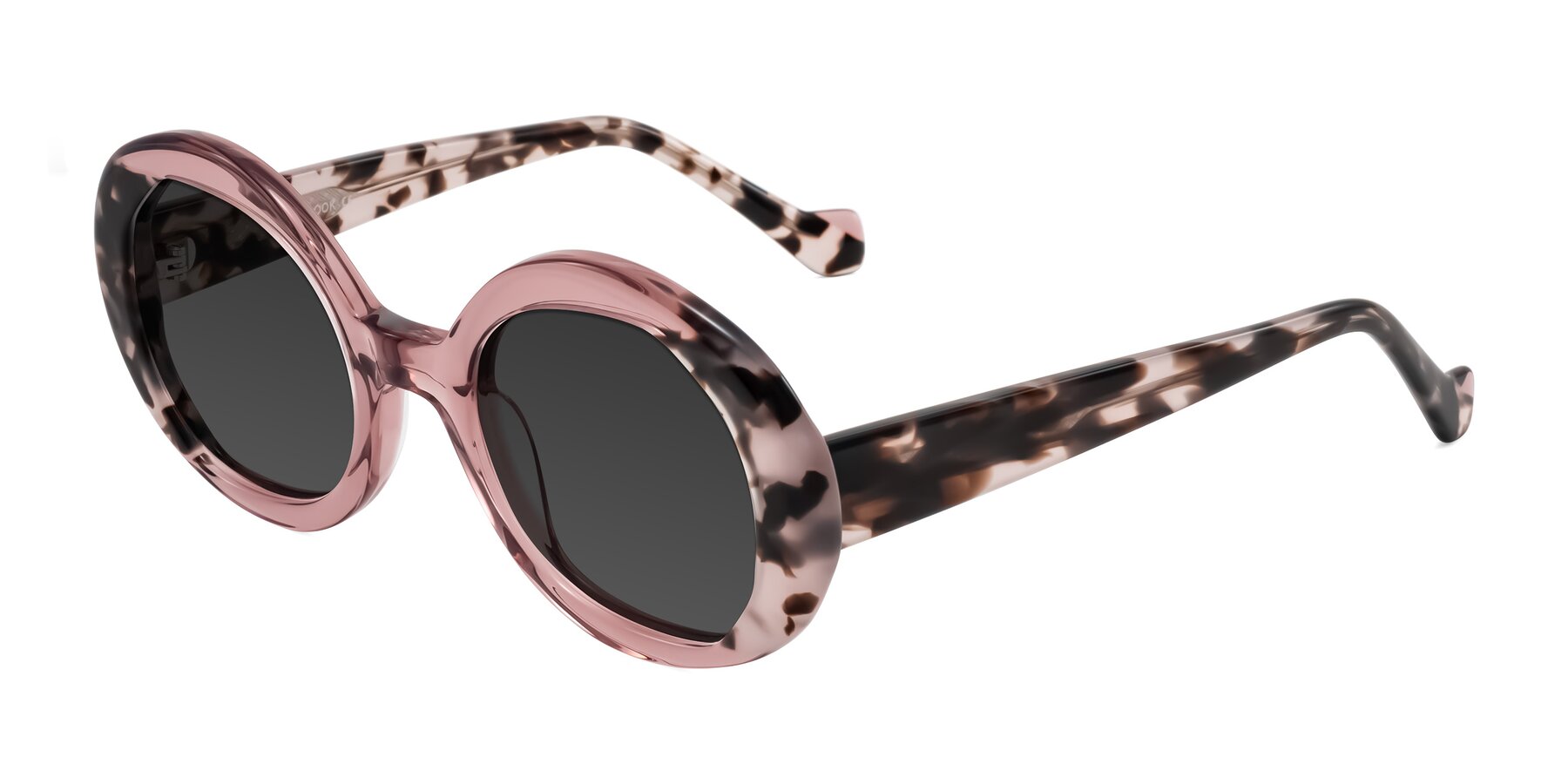 Angle of Rao in Pink/Ivory Tortoise with Gray Tinted Lenses