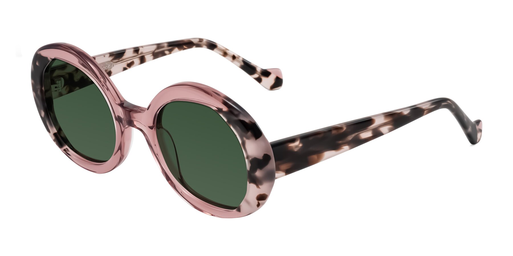Angle of Rao in Pink/Ivory Tortoise with Green Tinted Lenses